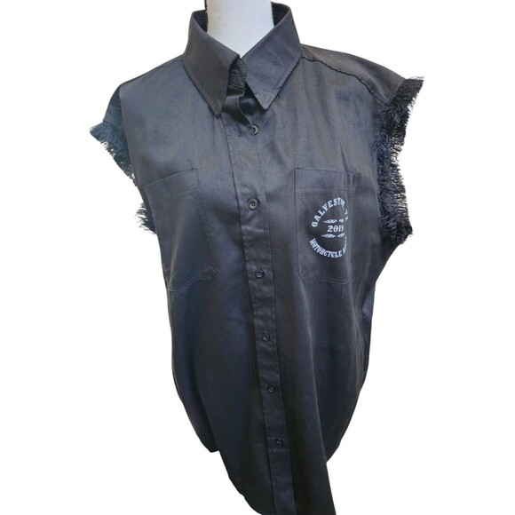 Bikers Pride Motorcycle Rally 2019 NWT Black Sleeveless NWT Workshirt Galveston - Picture 3 of 11